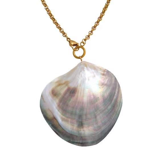 Gold plated Natural Shell Necklace Anthropologie - Picture 1 of 9